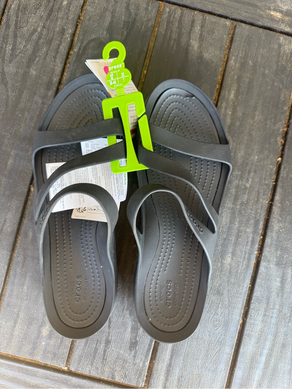 CROCS Black Women's Strappy Slide Sandals